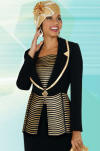 Fifth Sunday by Ben Marc Womens Black and Gold Church Suit 52570 image