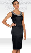 Stacy Adams Womens Black Beaded Satin Cocktail Dress 78239 by BenMarc image