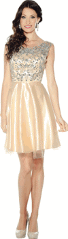 <b>Dress by Annabelle</b><br>Champagne, Fuchsia, Off White<br>Sizes 8-20<br>Style 8441