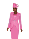 <b>Skirt Suit by Fifth Sunday</b><br>Carnation Pink, Off-White<br>Sizes 6-22<br>Style 52761