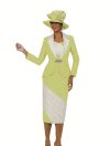 <b>Skirt Suit by Fifth Sunday</b><br>Celery-Off White, Bubblegum-Off White<br>Sizes 6-22<br>Style 527
