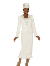 <b>Skirt Suit by Fifth Sunday</b><br>Off-White, Sky<br>Sizes 14-30<br>Style 52762