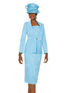 <b>Skirt Suit by Fifth Sunday</b><br>Sky, White<br>Sizes 14-30<br>Style 52777